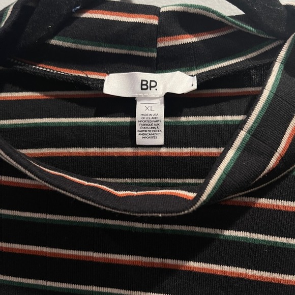 BP Nordstrom Dani Black Multi Stripe Mock Neck Knit Bodysuit Sz XL - Picture 7 of 7